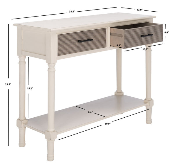Safavieh Ryder Versatile Console Table With Striated Drawer Fronts For Stylish Storage In Any Space Distressed White / Greige Drawers CNS5719D