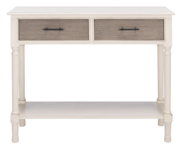 Safavieh Ryder Versatile Console Table With Striated Drawer Fronts For Stylish Storage In Any Space Distressed White / Greige Drawers CNS5719D