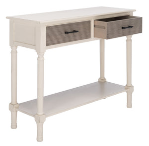 Safavieh Ryder Versatile Console Table With Striated Drawer Fronts For Stylish Storage In Any Space Distressed White / Greige Drawers CNS5719D