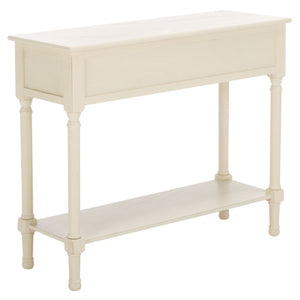 Safavieh Tate Console Table - Classic Turned-Leg Design With Spacious Storage Drawers For Your Home Decor Distressed White CNS5720A