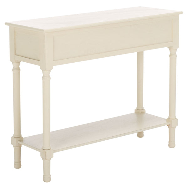 Safavieh Tate Console Table - Classic Turned-Leg Design With Spacious Storage Drawers For Your Home Decor Distressed White CNS5720A