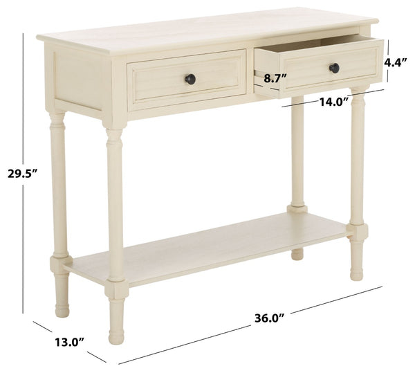 Safavieh Tate Console Table - Classic Turned-Leg Design With Spacious Storage Drawers For Your Home Decor Distressed White CNS5720A