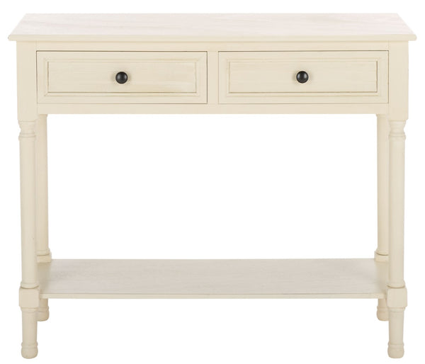 Safavieh Tate Console Table - Classic Turned-Leg Design With Spacious Storage Drawers For Your Home Decor Distressed White CNS5720A