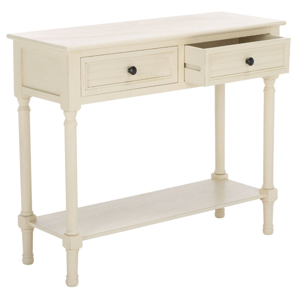 Safavieh Tate Console Table - Classic Turned-Leg Design With Spacious Storage Drawers For Your Home Decor Distressed White CNS5720A