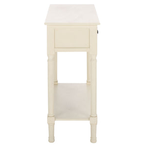 Safavieh Tate Console Table - Classic Turned-Leg Design With Spacious Storage Drawers For Your Home Decor Distressed White CNS5720A