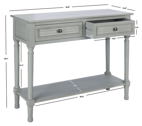Safavieh Tate Console Table - Classic Turned-Leg Design With Spacious Storage Drawers For Your Home Decor Distressed Grey CNS5720C