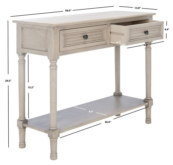 Safavieh Tate Console Table - Classic Turned-Leg Design With Spacious Storage Drawers For Your Home Decor Greige CNS5720D