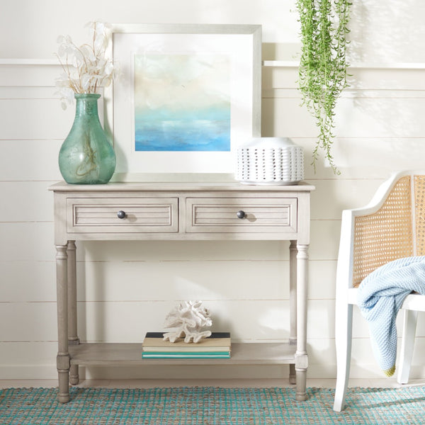 Safavieh Tate Console Table - Classic Turned-Leg Design With Spacious Storage Drawers For Your Home Decor Greige CNS5720D