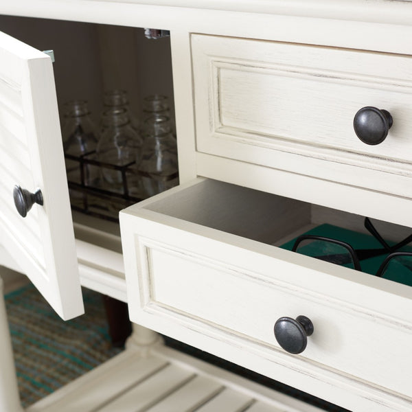 Safavieh Tate Console Table – Elegant Farmhouse Design With Turned Legs, Storage Drawers, And Timeless Charm Distressed White CNS5722A