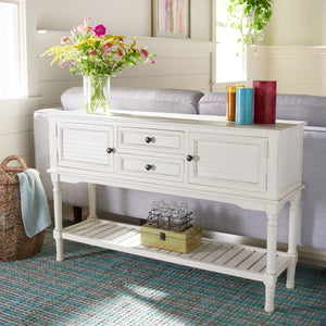 Safavieh Tate Console Table – Elegant Farmhouse Design With Turned Legs, Storage Drawers, And Timeless Charm Distressed White CNS5722A