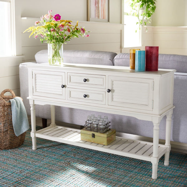 Safavieh Tate Console Table – Elegant Farmhouse Design With Turned Legs, Storage Drawers, And Timeless Charm Distressed White CNS5722A