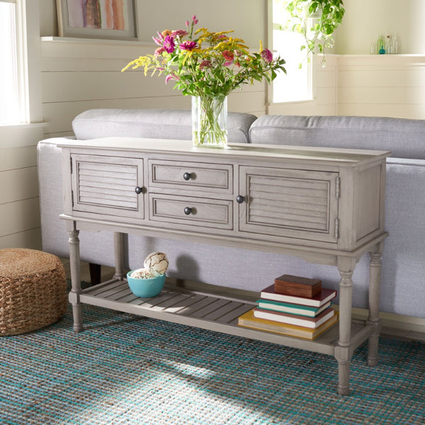 Safavieh Tate Console Table – Elegant Farmhouse Design With Turned Legs, Storage Drawers, And Timeless Charm Greige CNS5722D