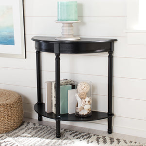 Safavieh Tinsley Half-Round Console Table - Elegant Entryway Accent With Carved Details And Timeless Style Black CNS5723B