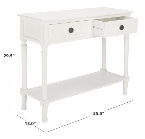 Safavieh Allura Console Table – Charming Farmhouse Accent With Carved Details And Ample Storage For Entryways Distressed White CNS5725A