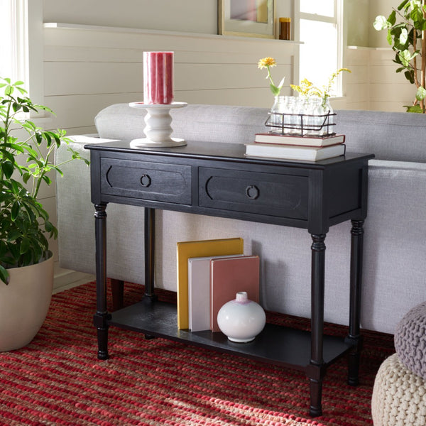 Safavieh Allura Console Table – Charming Farmhouse Accent With Carved Details And Ample Storage For Entryways Black CNS5725B