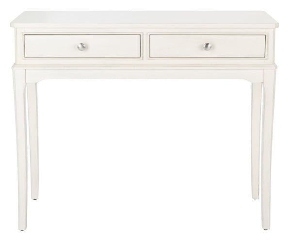 Safavieh Opal Elegant Two-Drawer Console Table For Entryway With French Country Charm And Modern Farmhouse Style Distressed White CNS5726A