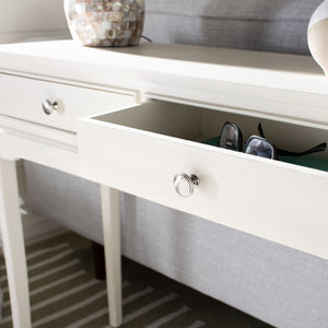 Safavieh Opal Elegant Two-Drawer Console Table For Entryway With French Country Charm And Modern Farmhouse Style Distressed White CNS5726A