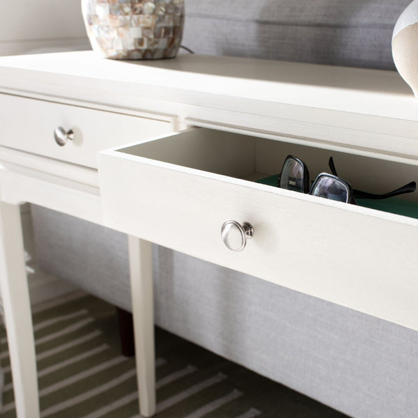 Safavieh Opal Elegant Two-Drawer Console Table For Entryway With French Country Charm And Modern Farmhouse Style Distressed White CNS5726A