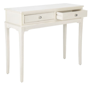 Safavieh Opal Elegant Two-Drawer Console Table For Entryway With French Country Charm And Modern Farmhouse Style Distressed White CNS5726A