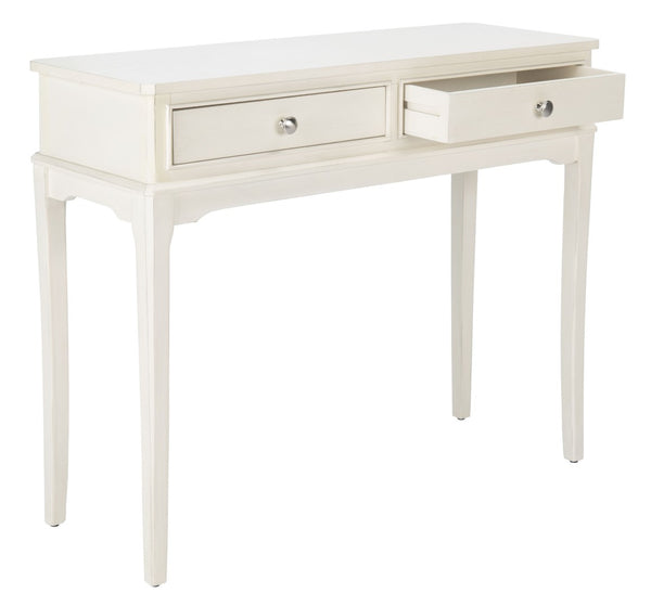 Safavieh Opal Elegant Two-Drawer Console Table For Entryway With French Country Charm And Modern Farmhouse Style Distressed White CNS5726A
