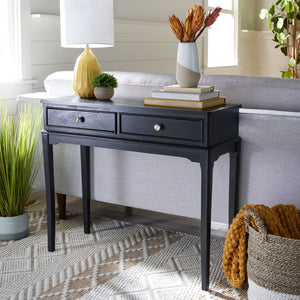 Safavieh Opal Elegant Two-Drawer Console Table For Entryway With French Country Charm And Modern Farmhouse Style Black CNS5726B