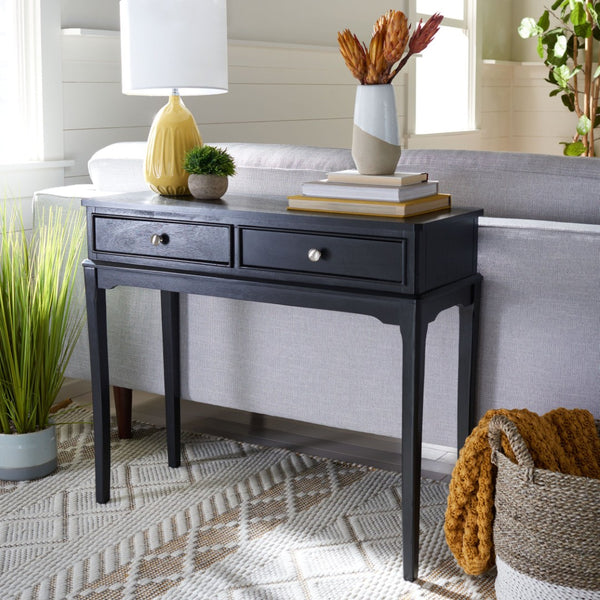 Safavieh Opal Elegant Two-Drawer Console Table For Entryway With French Country Charm And Modern Farmhouse Style Black CNS5726B