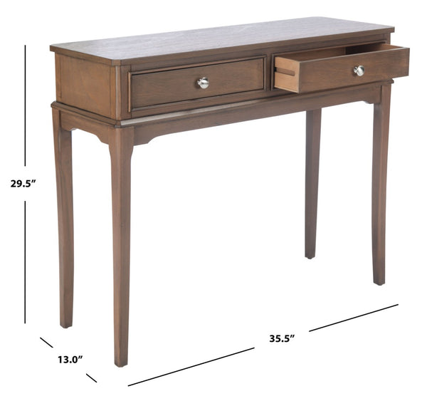 Safavieh Opal Elegant Two-Drawer Console Table For Entryway With French Country Charm And Modern Farmhouse Style Brown CNS5726C