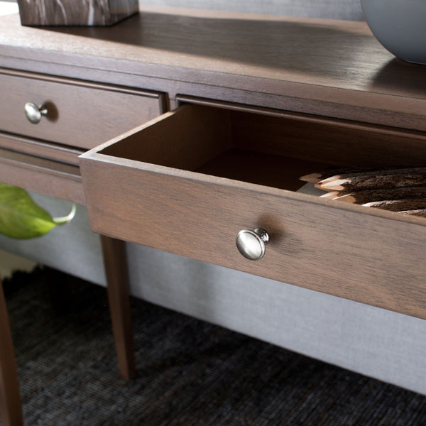 Safavieh Opal Elegant Two-Drawer Console Table For Entryway With French Country Charm And Modern Farmhouse Style Brown CNS5726C