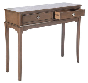 Safavieh Opal Elegant Two-Drawer Console Table For Entryway With French Country Charm And Modern Farmhouse Style Brown CNS5726C