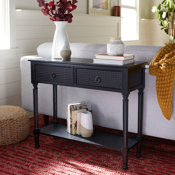 Safavieh Haines Console Table - Elegant Carved Design With Sleek Storage For Entryways And Living Spaces Black CNS5727A