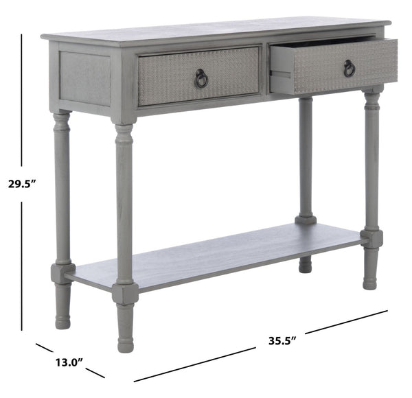 Safavieh Haines Console Table - Elegant Carved Design With Sleek Storage For Entryways And Living Spaces Distressed Grey CNS5727B
