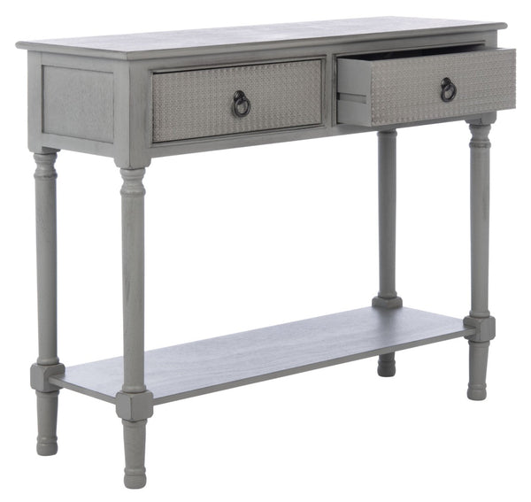Safavieh Haines Console Table - Elegant Carved Design With Sleek Storage For Entryways And Living Spaces Distressed Grey CNS5727B