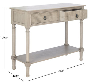 Safavieh Haines Console Table - Elegant Carved Design With Sleek Storage For Entryways And Living Spaces Greige CNS5727C