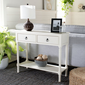 Safavieh Haines Console Table - Elegant Carved Design With Sleek Storage For Entryways And Living Spaces White CNS5727D