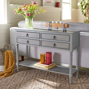 Safavieh Haines Console Table With Four Drawers – Elegant Storage Solution For Entryways And Hallways Distressed Grey CNS5728B