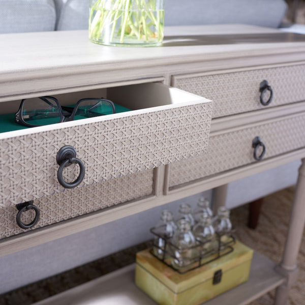 Safavieh Haines Console Table With Four Drawers – Elegant Storage Solution For Entryways And Hallways Greige CNS5728C