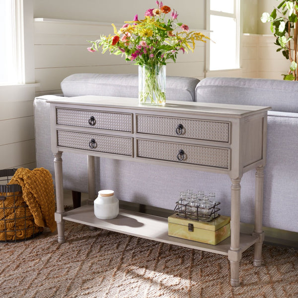 Safavieh Haines Console Table With Four Drawers – Elegant Storage Solution For Entryways And Hallways Greige CNS5728C