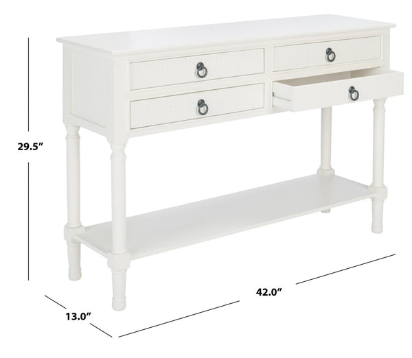 Safavieh Haines Console Table With Four Drawers – Elegant Storage Solution For Entryways And Hallways White CNS5728D