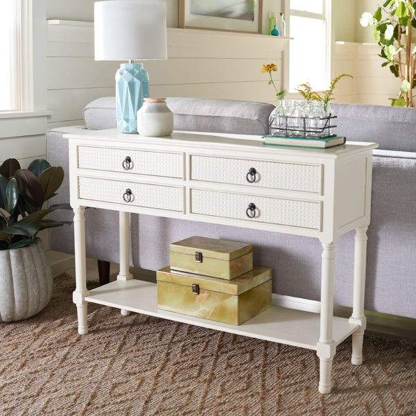 Safavieh Haines Console Table With Four Drawers – Elegant Storage Solution For Entryways And Hallways White CNS5728D