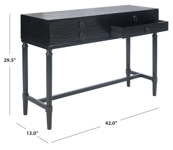 Safavieh Aliyah 4-Drawer Console Table – Elegant French Country Design With Modern Touch For Stylish Storage Black CNS5730A