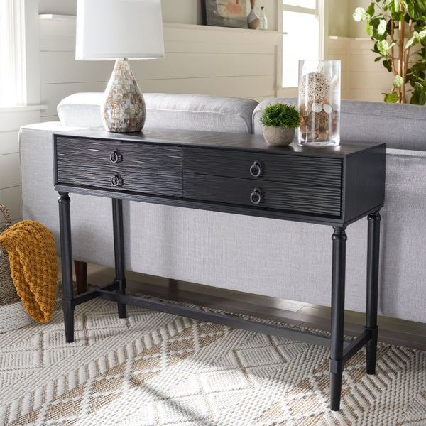 Safavieh Aliyah 4-Drawer Console Table – Elegant French Country Design With Modern Touch For Stylish Storage Black CNS5730A