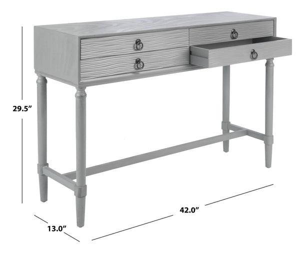 Safavieh Aliyah 4-Drawer Console Table – Elegant French Country Design With Modern Touch For Stylish Storage Distressed Grey CNS5730B