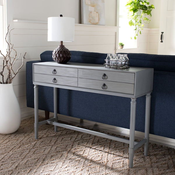 Safavieh Aliyah 4-Drawer Console Table – Elegant French Country Design With Modern Touch For Stylish Storage Distressed Grey CNS5730B