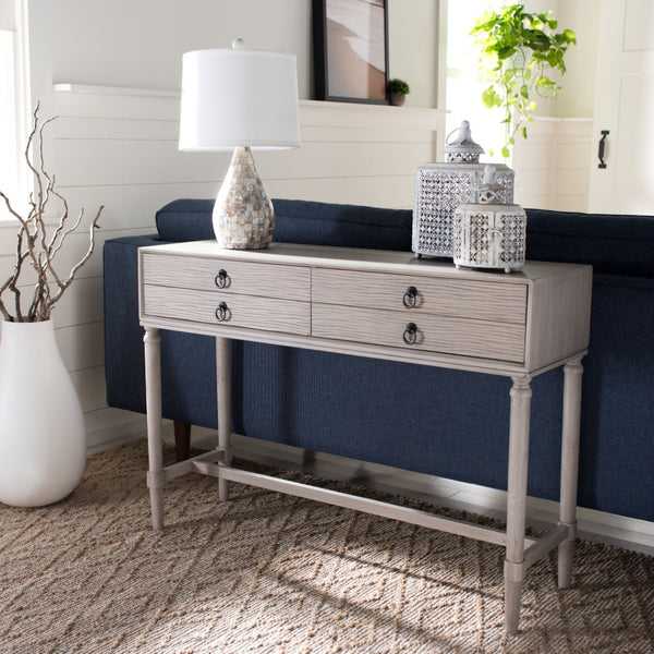 Safavieh Aliyah 4-Drawer Console Table – Elegant French Country Design With Modern Touch For Stylish Storage Greige CNS5730C