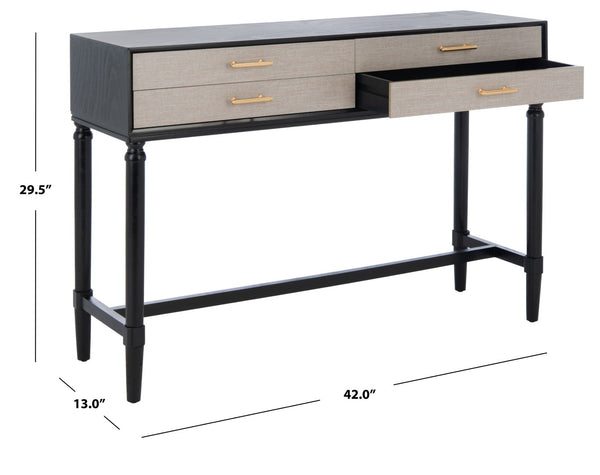 Safavieh Estella Elegant Console Table With 4 Drawers And Timeless Carved Detailing For Entryway Or Living Room Black CNS5732B
