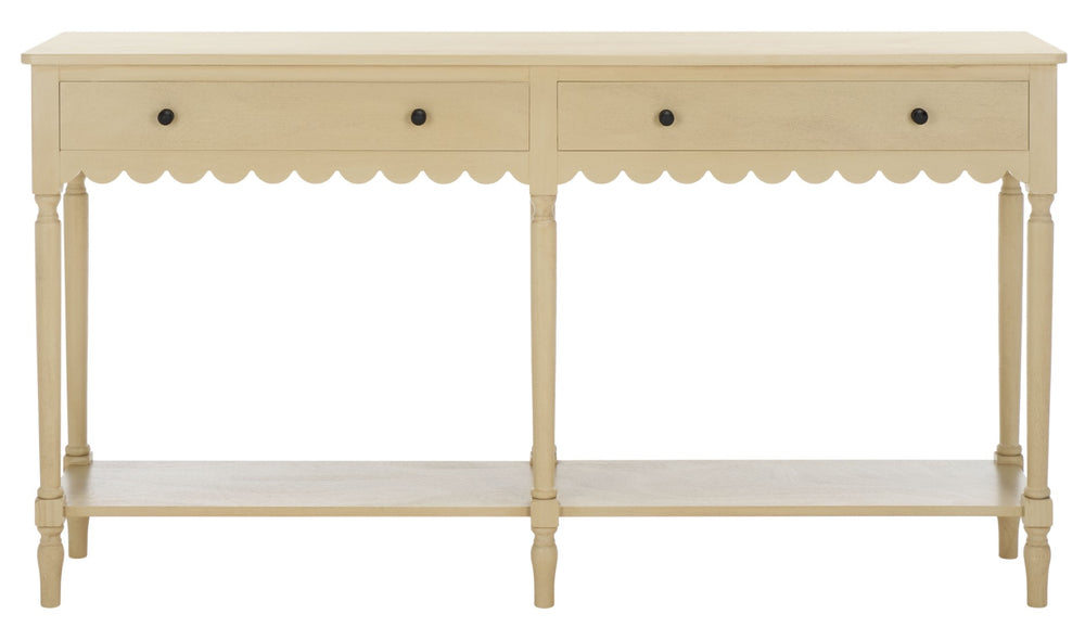 Safavieh Haven 2-Drawer Large Console Table - Stylish Entryway & Living Room Storage With Open Display Shelf Natural CNS5739A