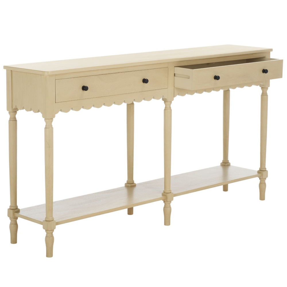 Safavieh Haven 2-Drawer Large Console Table - Stylish Entryway & Living Room Storage With Open Display Shelf Natural CNS5739A