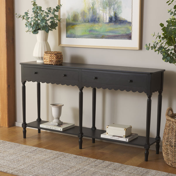 Safavieh Haven 2-drawer Large Console - Stylish Storage Solution For Modern And Rustic Interiors Matte Black , Wood Cns5739b