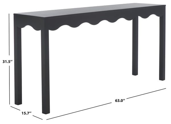 Safavieh Lilith Wavy Console - Stunning 63" Design With Timeless Style For Living Room Or Entryway Decor Matte Black , Wood Cns5742b