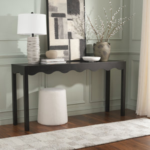 Safavieh Lilith Wavy Console - Stunning 63" Design With Timeless Style For Living Room Or Entryway Decor Matte Black , Wood Cns5742b